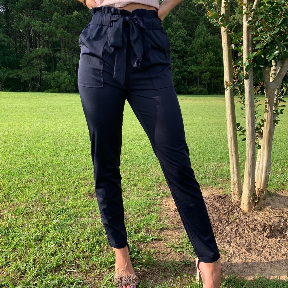 Paper bag skinny pants